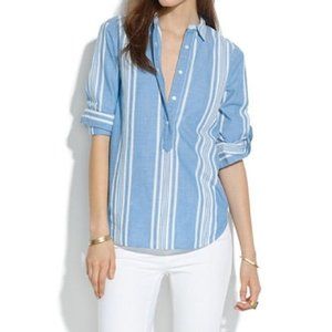 Madewell PopOver Shirt Quarter ButtonUp Top Size S